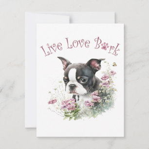 Carte De Correspondance Maman de Terrier de Boston Fleurie