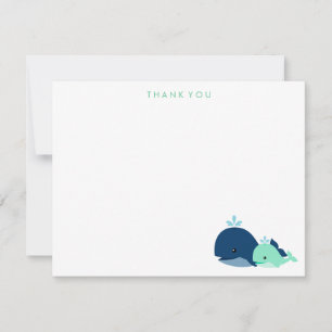Carte De Correspondance Maman et Baby Whale Merci Notes {green}