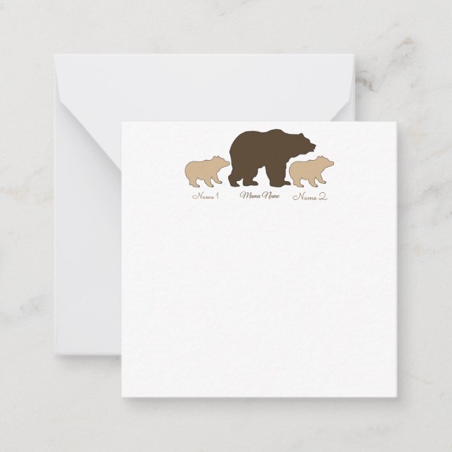 Carte De Correspondance Maman Ours Personnalisée Avec 2 Noms D'Enfants Cad (Devant)