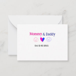Carte De Correspondance Maman & Papa nouveaux parents ajouter nom date coe