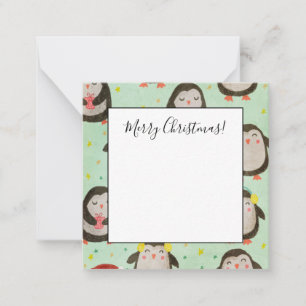 Carte De Correspondance Manchots joyeux portant des chapeaux de Père Noël