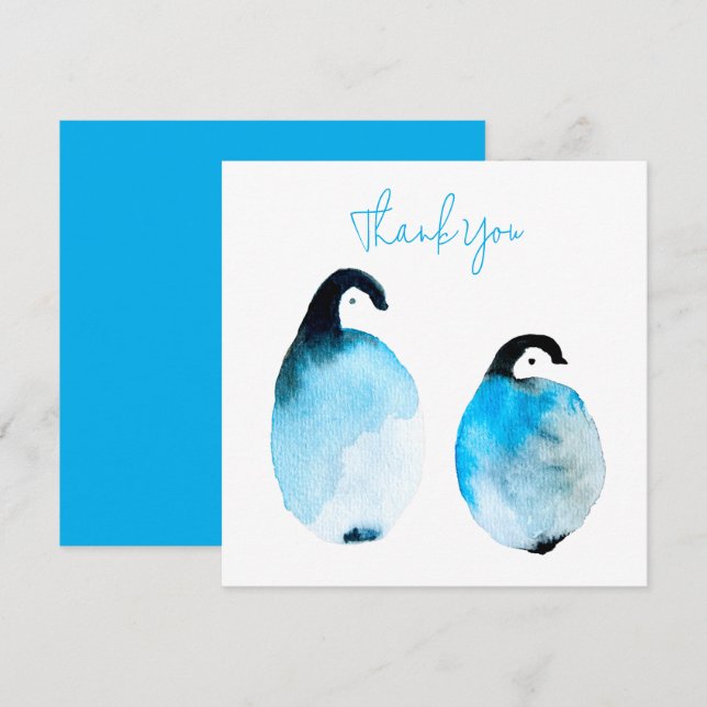 Carte De Correspondance Manchots mignons aquarelle (Devant / Derrière)