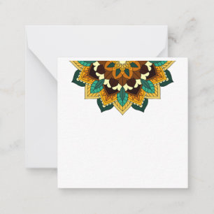 Carte De Correspondance Mandala Motif 2002 en jaune et bronzette