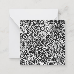Carte De Correspondance Mandela Floral Black White Modern Fun Cadeau