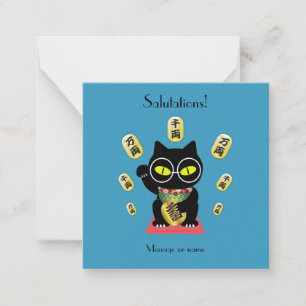 Carte De Correspondance Maneki Neko Lucky Poilue Flat Note