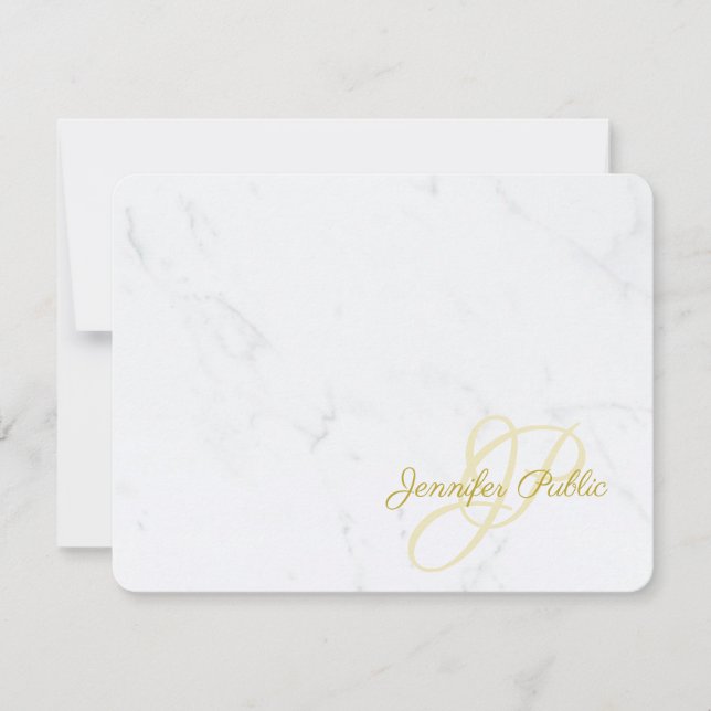 Carte De Correspondance Marble Gold Calligraphie Script Texte Moderne tend (Devant)