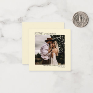 Carte De Correspondance Mariage à la crème minimale simple Enregistrer la