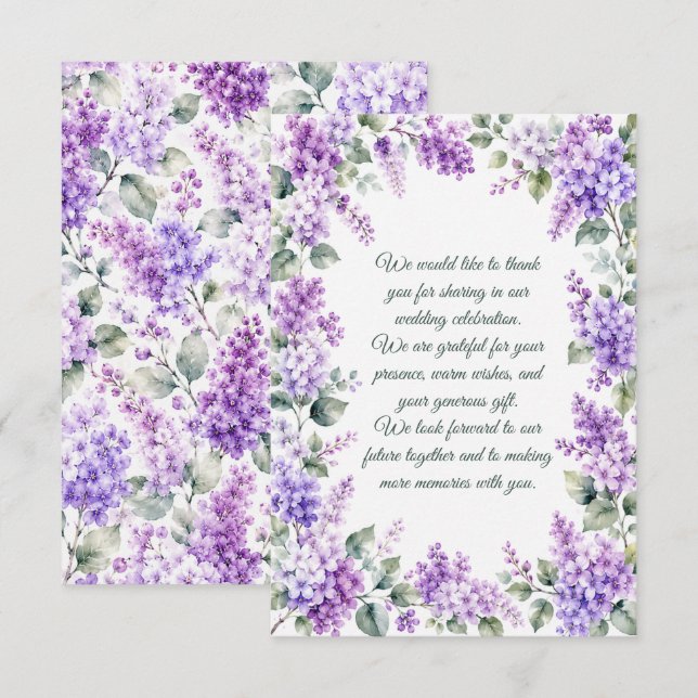 Carte De Correspondance Mariage aux lilas (Devant / Derrière)