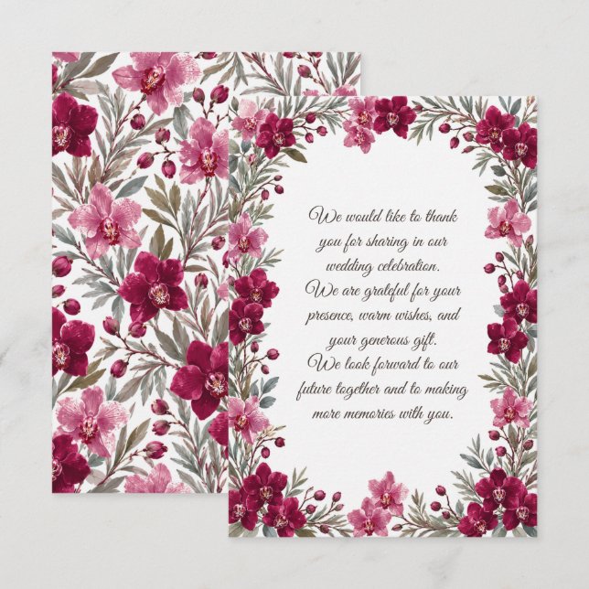 Carte De Correspondance Mariage aux Orchidées (Devant / Derrière)