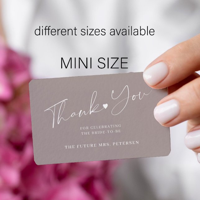 Carte De Correspondance Mariage budget chic script gris merci (You can choose the ROUNDED CORNERS option)