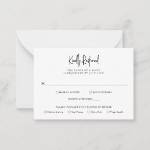 Carte De Correspondance Mariage budgétaire noir et blanc intemporel RSVP