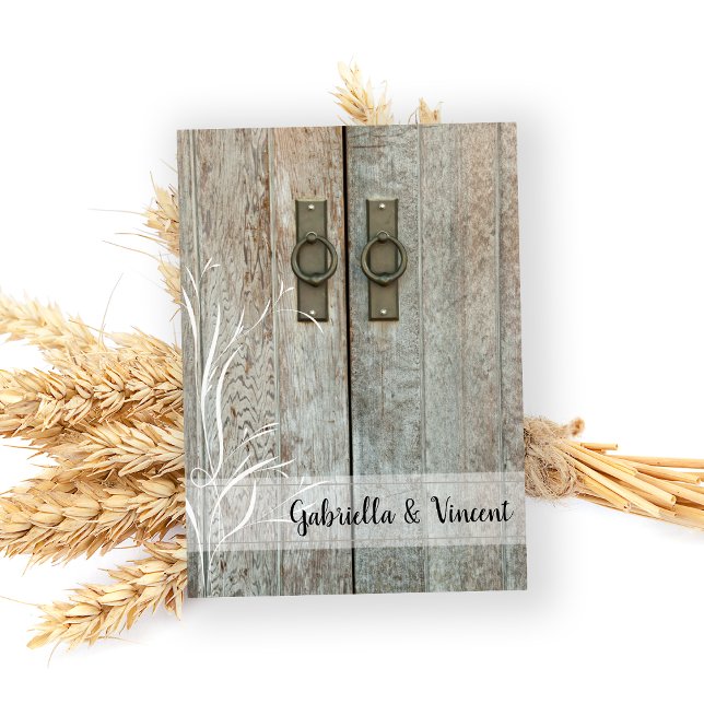 Carte De Correspondance Mariage campagnard à portes doubles (Drop your guests a line after your barn wedding with these rustic note cards.)