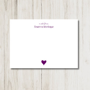 Carte De Correspondance Mariage Coeur Simple Personnalisé Violet Plum