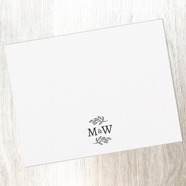 Carte De Correspondance Mariage Couple Monogramme Élégant Botanique (Modern wedding couple monogram personalized stationery note card)