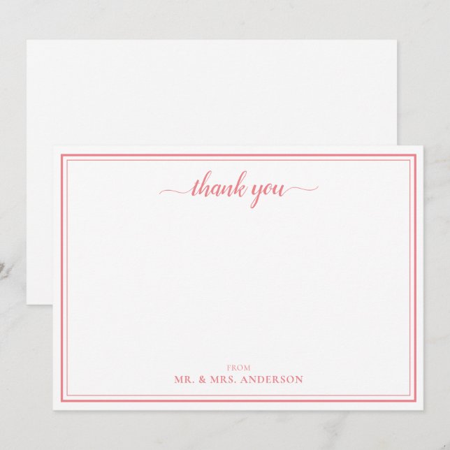 Carte De Correspondance Mariage de calligraphie Merci (Devant / Derrière)