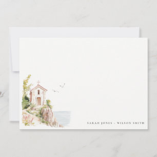 Carte De Correspondance Mariage de l'église catholique de l'aquarelle côti