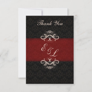 Carte De Correspondance Mariage d'hiver rouge et noir Merci Note