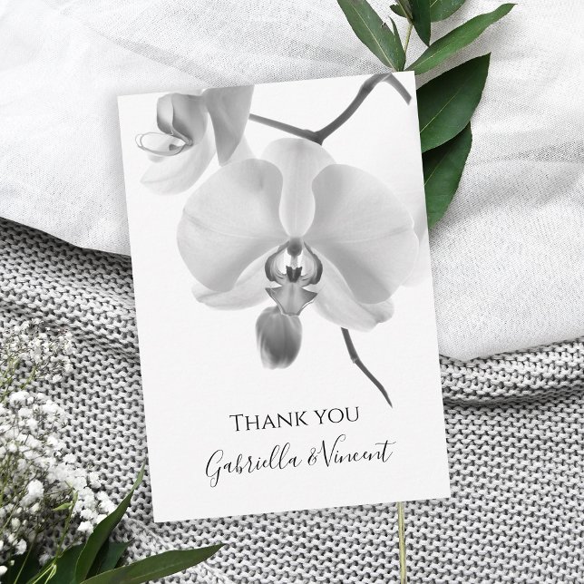 Carte De Correspondance Mariage d'orchidée noire et blanche Appartement Me (Show your appreciate with this elegant floral thank you note card.)
