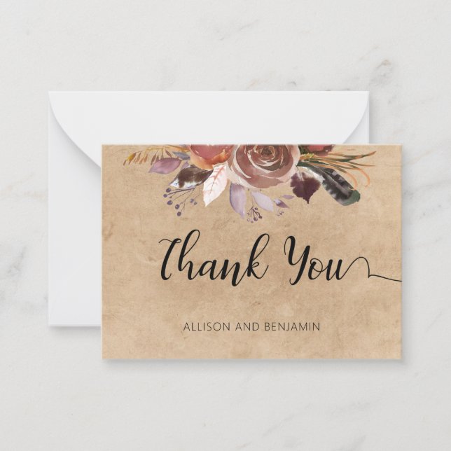 Carte De Correspondance Mariage élégant BUDGET Petit Merci Floral (Devant)