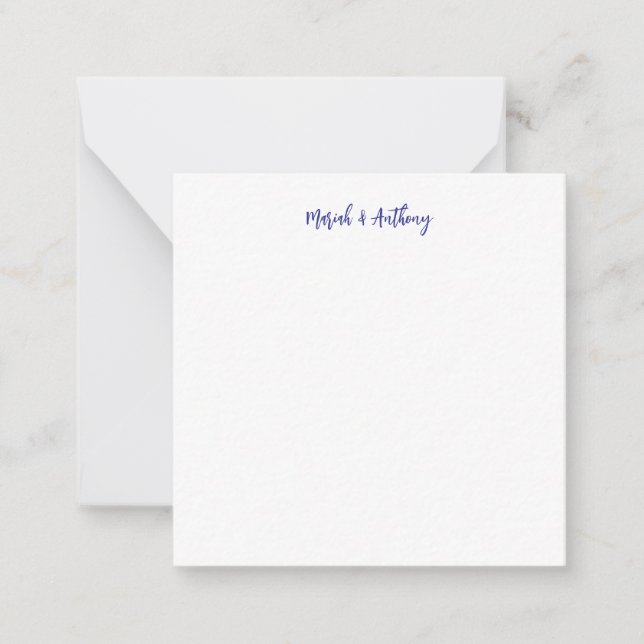 Carte De Correspondance Mariage Élégant Créatif Classique Bleu Blanc (Devant)
