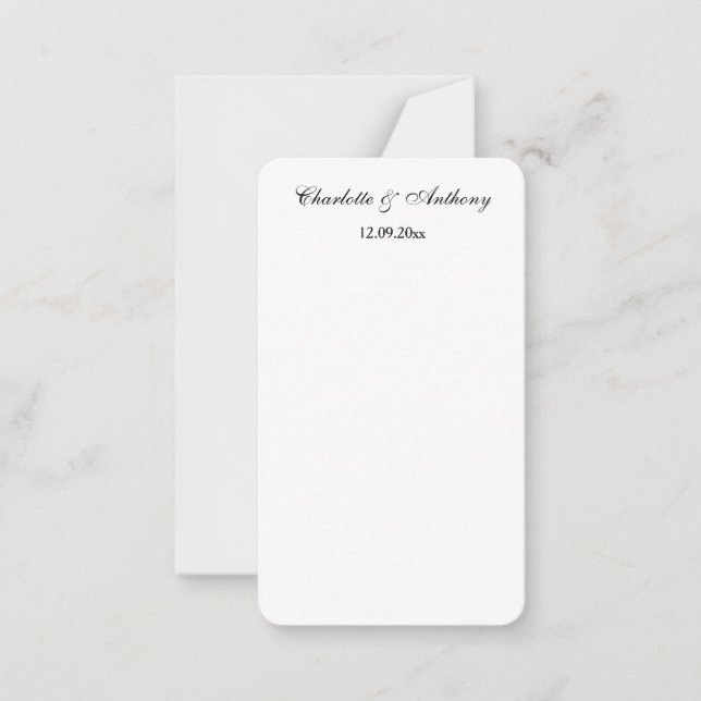 Carte De Correspondance Mariage Élégant Script Creative Black White (Devant)