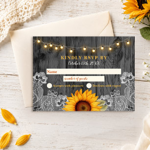 Carte De Correspondance Mariage en bois de grange au charbon de tournesol