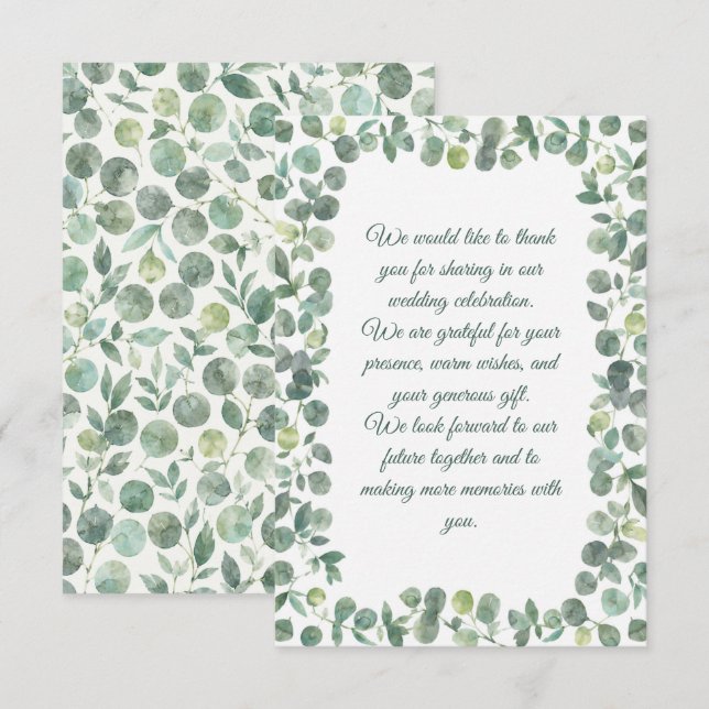 Carte De Correspondance Mariage Eucalyptus (Devant / Derrière)