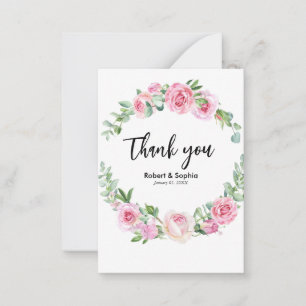 Carte De Correspondance Mariage Fleur Rose Pâle Merci