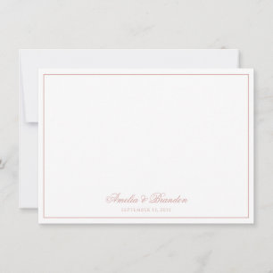 Carte De Correspondance Mariage Formel Classique Rose Poussiéreux Bordure