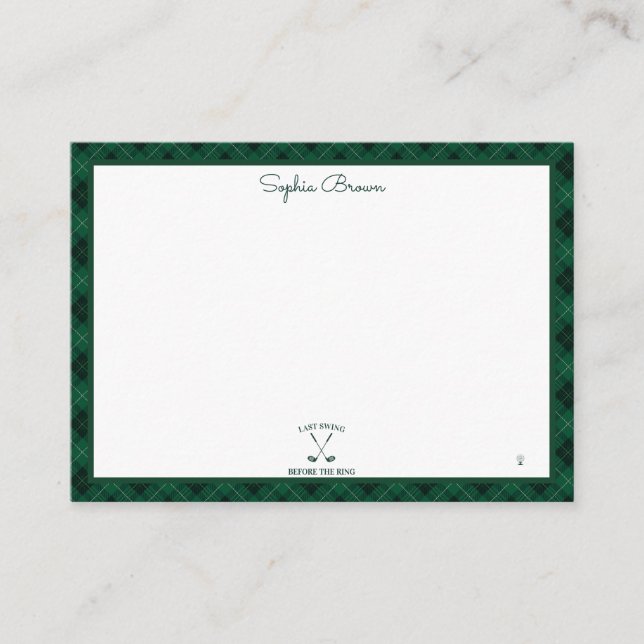 Carte De Correspondance Mariage Golf Gingham Shower de Fiançailles (Devant)