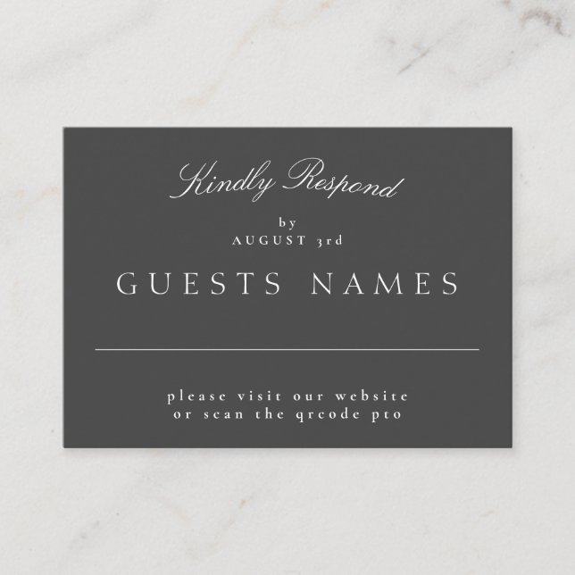 Carte De Correspondance Mariage gris classique QR DÉTAIL CODE RSVP (Devant)