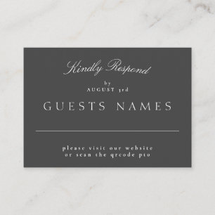 Carte De Correspondance Mariage gris classique QR DÉTAIL CODE RSVP