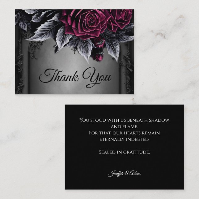 Carte De Correspondance Mariage Halloween Floral Gothique Alternative (Devant / Derrière)