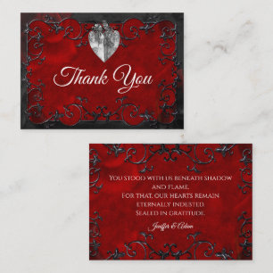 Carte De Correspondance Mariage Halloween gothique rouge foncé