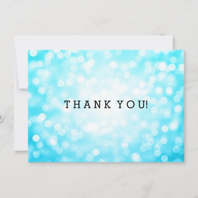 Carte De Correspondance Mariage Merci Note Parties scintillant Turquoise L (Devant)