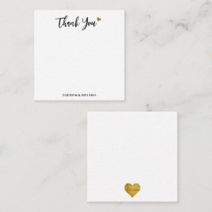 Carte De Correspondance Mariage minimaliste Noir Et Or Coeur Merci