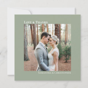 Carte De Correspondance Mariage Minimaliste Photo Vert Sauge Amour & Remer
