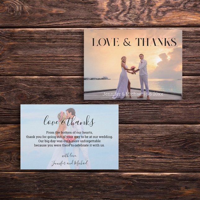 Carte De Correspondance mariage moderne chic 2 photos merci mariage (Créateur téléchargé)