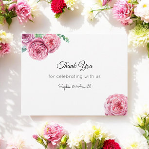Carte De Correspondance Mariage rose blanc Merci