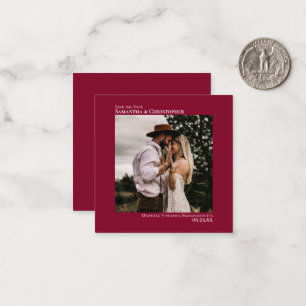 Carte De Correspondance Mariage rouge canneberge Enregistrer la date Photo