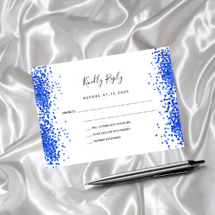 Carte De Correspondance Mariage Royal bleu blanc confetti RSVP