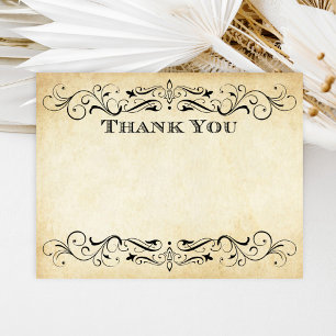 Carte De Correspondance Mariage rustique vintage avec fioritures noires