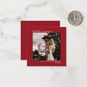 Carte De Correspondance Mariage simple rouge Enregistrer la date Photo Min