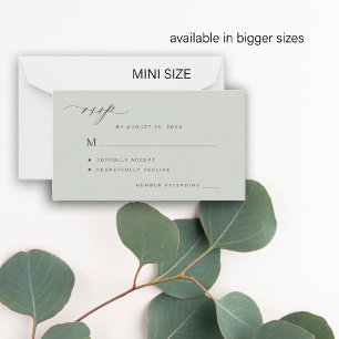 Carte De Correspondance Mariage vert simple RSVP mini
