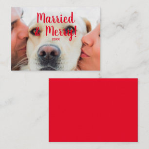 Carte De Correspondance Marié & Joyeux rouge personnalisé date de Noël