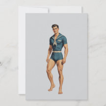 Marin Rétro en Maillot de Bain Bleu Marine