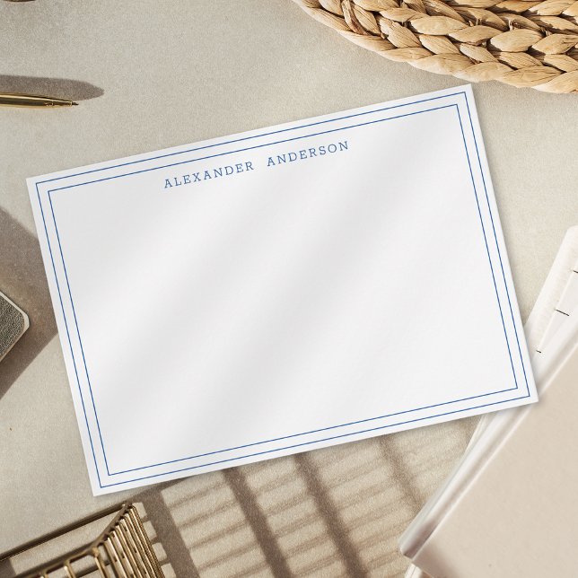 Carte De Correspondance Marine Bleu Blanc moderne Professionnel Double bor (Créateur téléchargé)