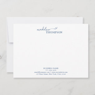 Carte De Correspondance Marine Bleu élégant Script Typographie d'entrepris