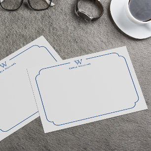 Carte De Correspondance Marine Bleu Formel Chic Famille Monogramme Cadre O