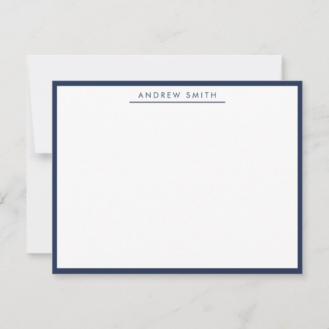 Carte De Correspondance Marine Bleu Ligne simple Moderne Classique Minimal (Devant)